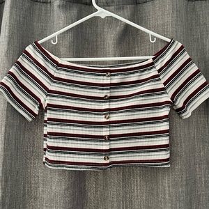 Cute striped off the shoulder crop top